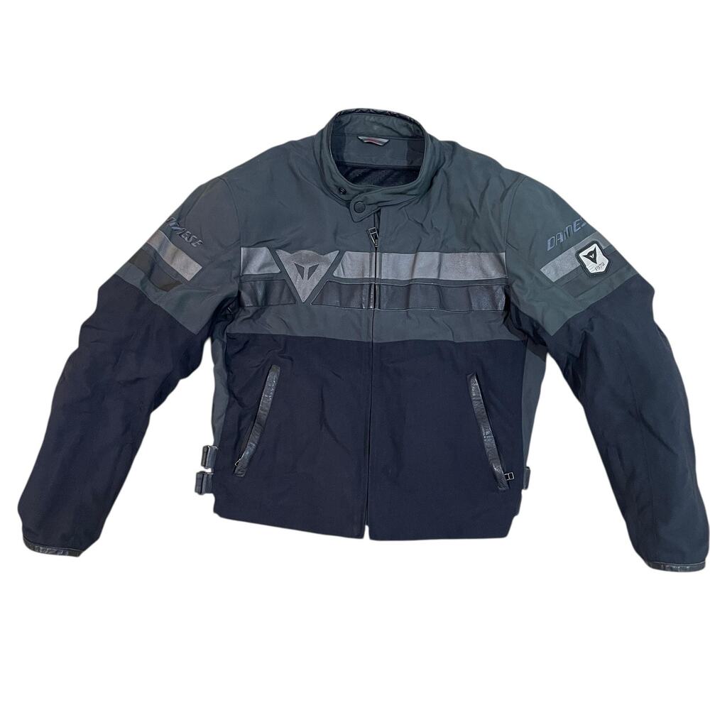 Dainese Jacket Mens 52 Black Nylon Motorcycle Biker Full Zip Short Logo